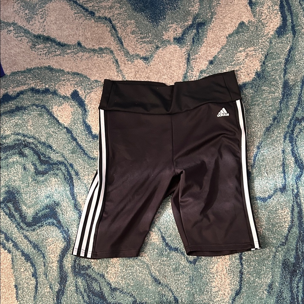 Adidas Black Shorts with White Stripes